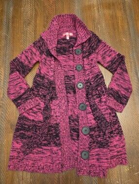 🎈2/$15 Pink & Black Marled Button Front Cardigan